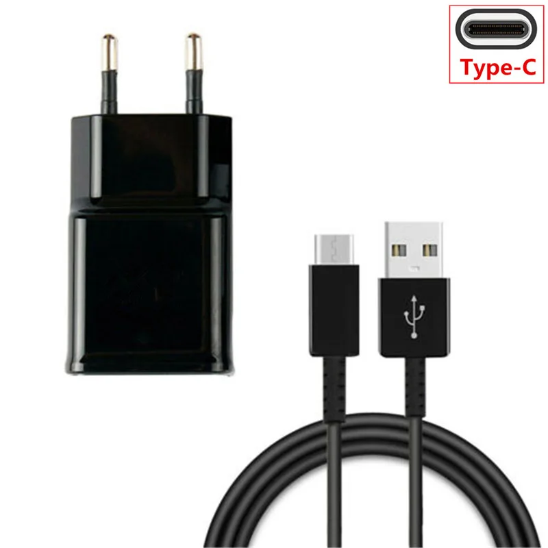 Travel Charger for Samsung Galaxy A3 A5 A7 2017 C7 C5 Pro M20 Note 8 9 S8 S9 Plus S10 S10e Type C Cable | Мобильные телефоны и