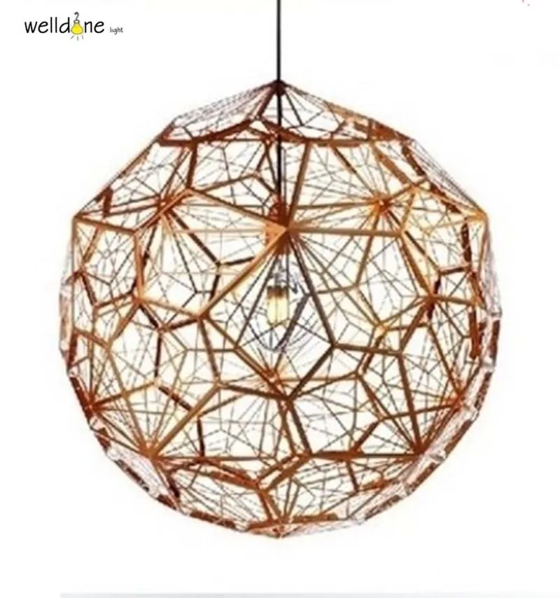 

Chrome Replicas Modern Copper Etch Web Pendant Lights Stainless Steel Lampshade Home Lighting Kitchen Lamp suspension E27 Lampe