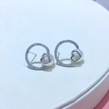 

Heart Style 925 Sterling Silver Earrings Findings Base Earrings Settings Mountings Parts Mounts for Pearls Agate Coral Stones