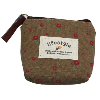 

Coin Purse Women Small Canvas Purse Zip Small Wallet Lady Purse Coin Case Bag Handbag Key Card Holder Floral Print Coin Bag