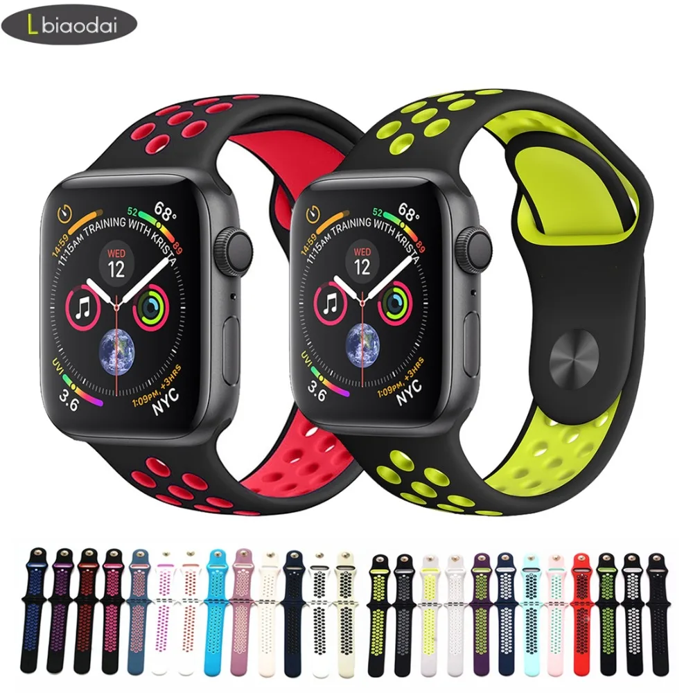 Силиконовый ремешок для apple watch Band 42 мм 44 мм iwatch 4/3 группа 38 мм 40 мм спортивный браслет ремешок для часов для apple watch 4 3 2 1