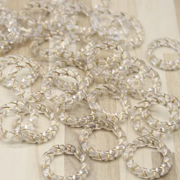 

2018 New 16mm/22mm clear with gold stripe Acrylic ring shape beads