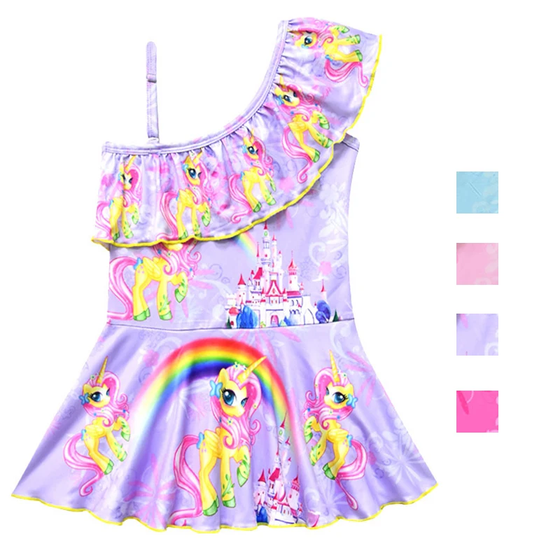 

New Kids Girls One-piece Swim wear 2018 Summer Baby Girls Unicorn Pattern Tutu Swimsuit Sleeveless Bathing Suit Bikini Beachwear