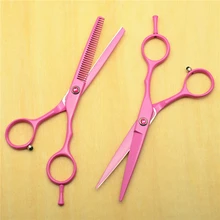 2 шт. Индивидуальный бренд логотип 5,5 дюймов розовые профессиональные человеческие ножницы для волос Парикмахерские ножницы для резки+ филировочные ножницы C1013
