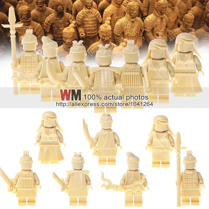 

Single Sale PGPJ7003-7009 Building Blocks Golden MOC Qin Dynasty Qin Terracotta Warriors and Horses Accessories Kids Gift Toys