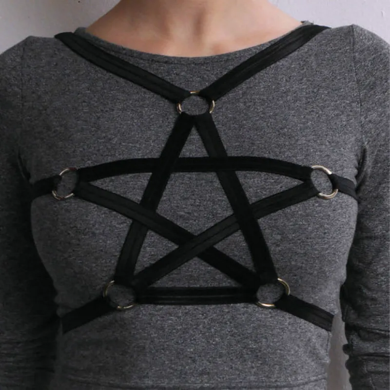 2017 new fashion pastel pentagram goth O ring strap women garter belt