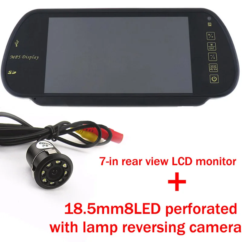 7 дюймов TFT Экран автомобильный монитор HD Дисплей 12-24 V Plug-In парковка Системы MP5 USB/SD/FM 800*480 зеркало заднего вида светодиодный заднего вида Камера - Цвет: 8LED Lamp Camera