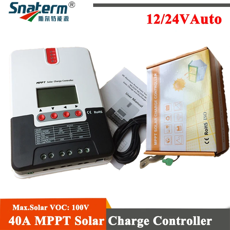 40A фотоэлектрический Контроллер бытовой системы уличного освещения солнечный заряд MPPT контроллер 12 В 24 в автоматический ЖК-дисплей