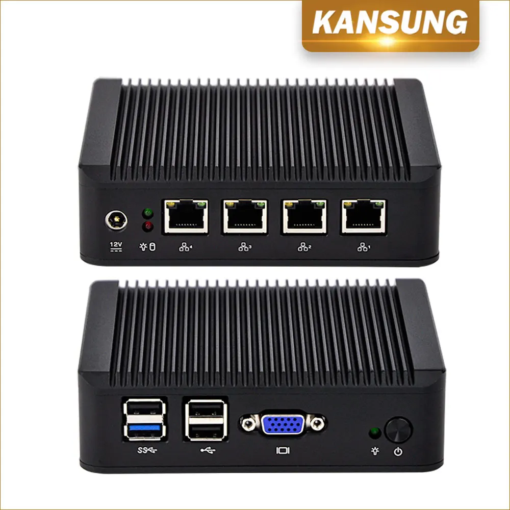Mini Desktops Computer 4 Gigabit NICs 4 USB x86 Micro Fanless Baytrail J1900 Quad Core Linux