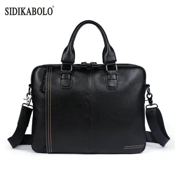 

100% Natural Genuine Leather Briefcase Men's Business Handbag Men Briefcases Laptop Bag High Quality Shoulder Messenger Bags