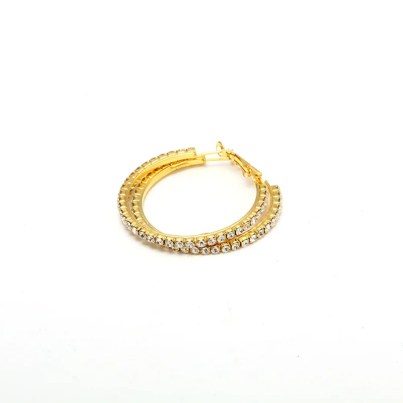 BLIJERY золотой цвет стразы серьги в виде больших кругов массивные хрустальные круглые серьги-кольца для женщин Свадебная вечеринка ювелирные изделия - Окраска металла: 40mm