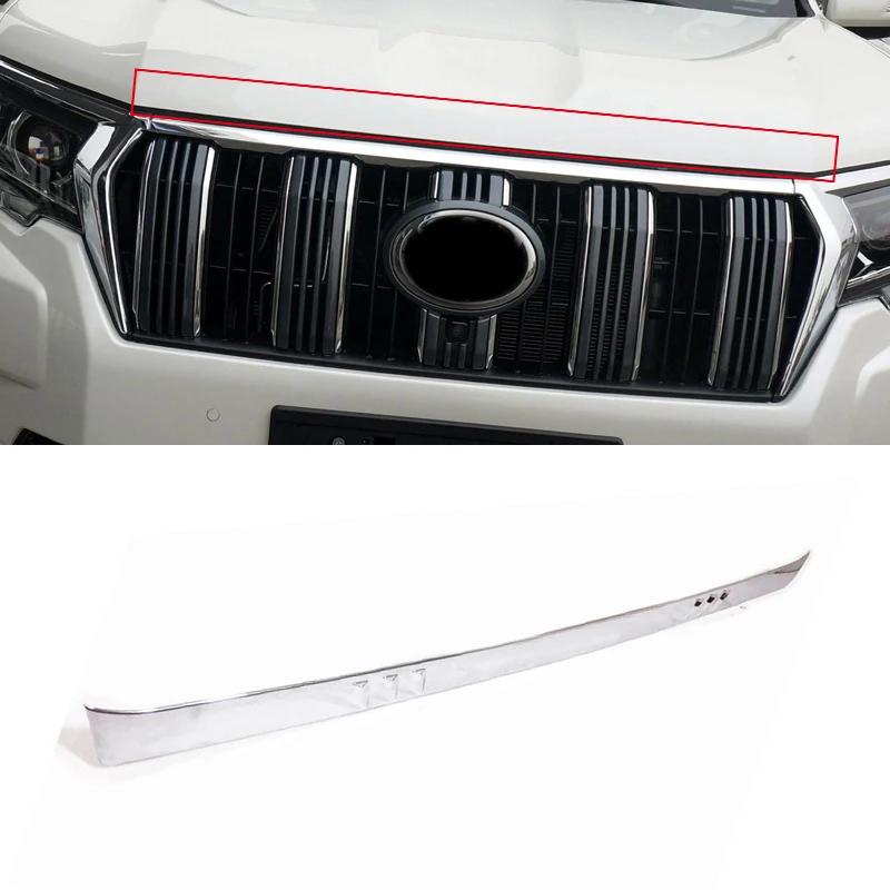

ABS Chromed Front Engine Hood Bonnet Mouldings Trim 1 PCS For Toyota Land Cruiser Prado J150 2018