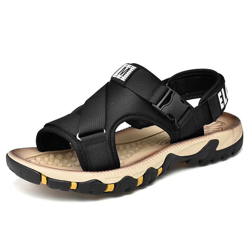 Модные мужские сандалии удобные мужские летние туфли мягкие сандалии большого размера удобные мужские летние туфли в римском стиле - Цвет: Black