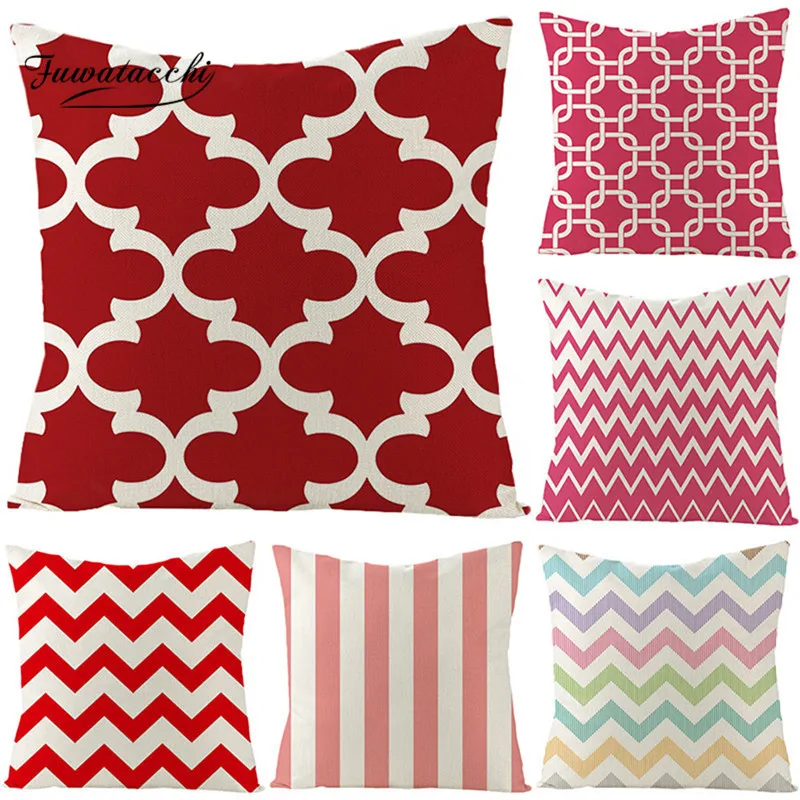 

Fuwatacchi 100% Pure Linen Geometric wave cushion cover Decorative Throw Pillows Cover For Colorful Home Cushion Pillowcases 45
