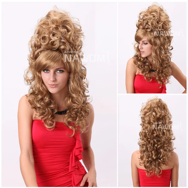 Bride wig Blonde long curly hat crazy wholesale European style 5520 |