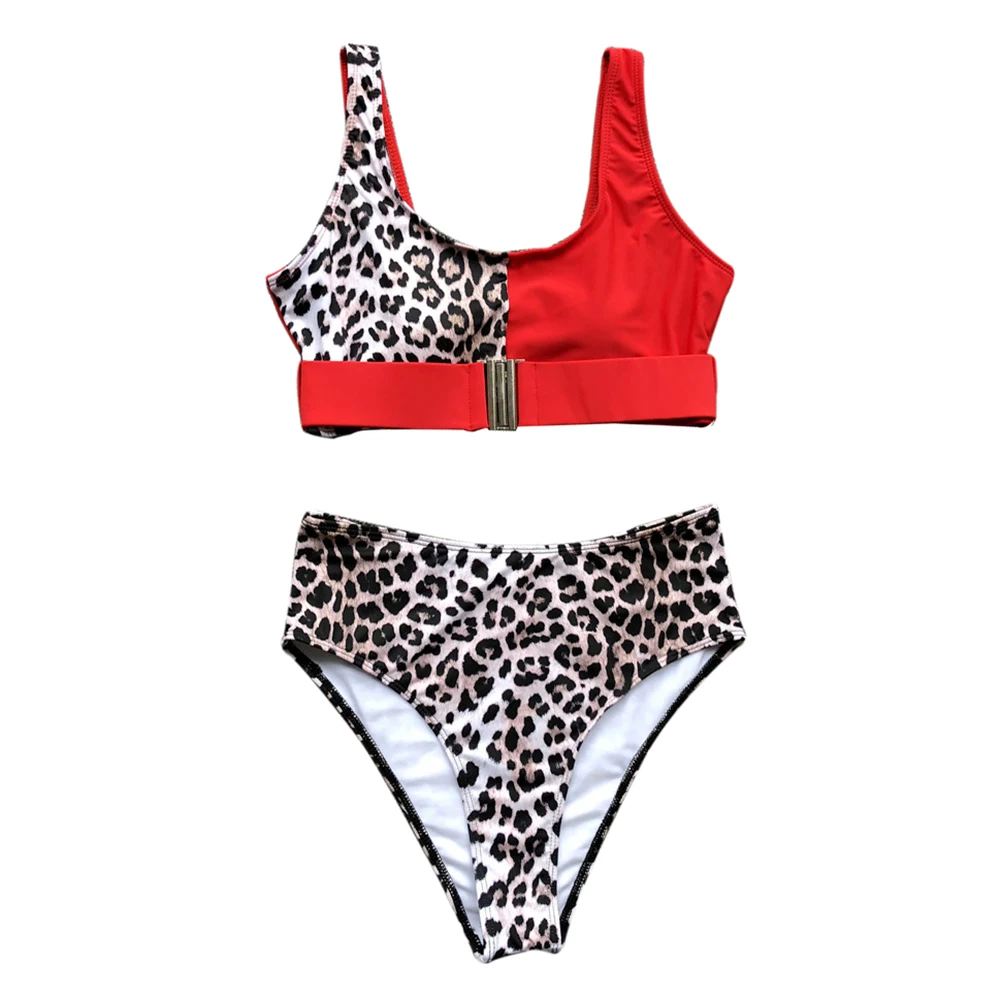 

High Waist Bikini Set Leopard Sexy Two Piece Swimwear Spandex Bikini Female Bathing Swimsuit