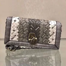 Новинка, сумки через плечо из овечьей кожи и кожи питона, дизайнерские сумки через плечо с цепочкой, женская мода