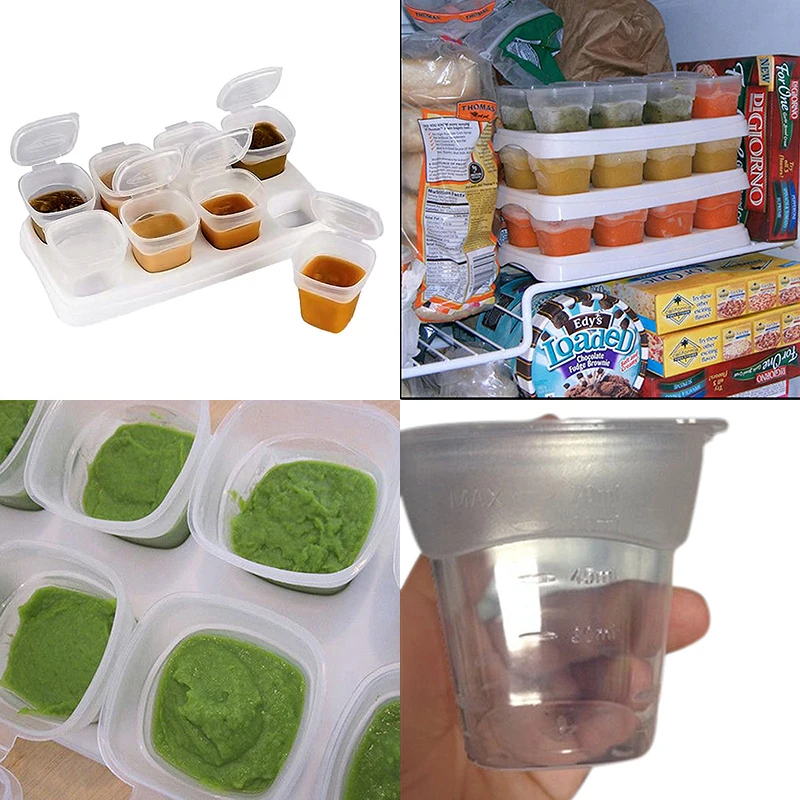 JX-LCLYL 8pcs Kids Weaning Food Feeding Box Freezing Cubes Tray Mini Storage Containers