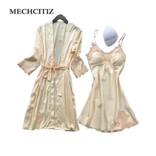 MECHCITIZ, комплект из двух предметов, халат+ платье, женский халат и платье, комплект с подкладкой, сексуальный цветочный Элегантный женский домашний костюм, халат, комплект