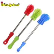 Многофункциональная силиконовая щетка для бутылочек красного, синего и зеленого цвета, Детская щетка для бутылочек с длинной ручкой, 3 цвета, инструмент для мытья