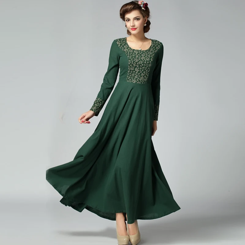 Emerald Green Linen Dress