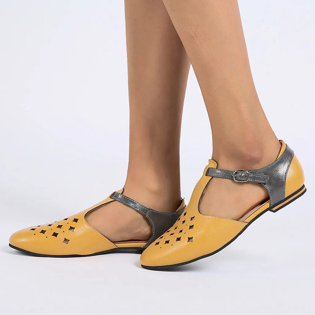 

JAYCOSIN Women's Sandals Summer Sandals Pointed Women Sandals Retro Buckle Roman Hollow Sandals Shoes Woman #40