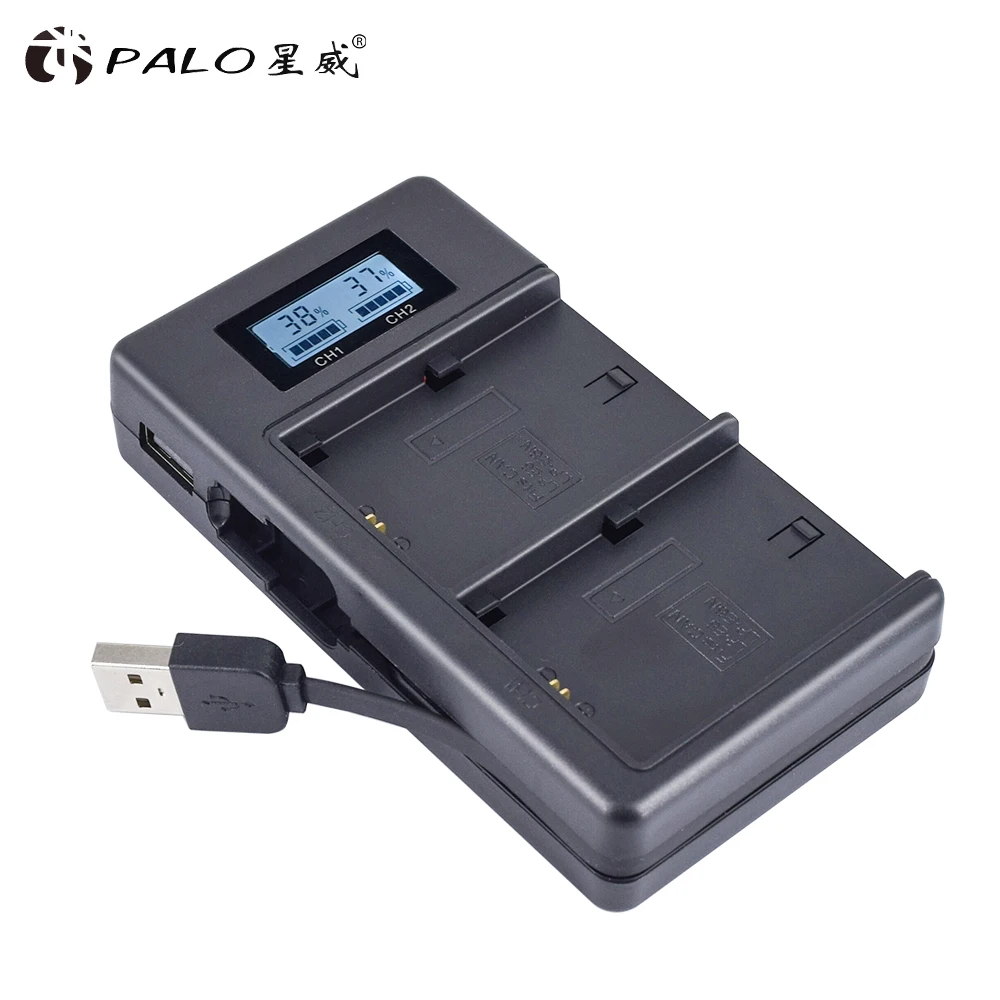 PALO LCD Dual USB Battery Charger for LP E6 LP E6 LPE6 Camera Battery