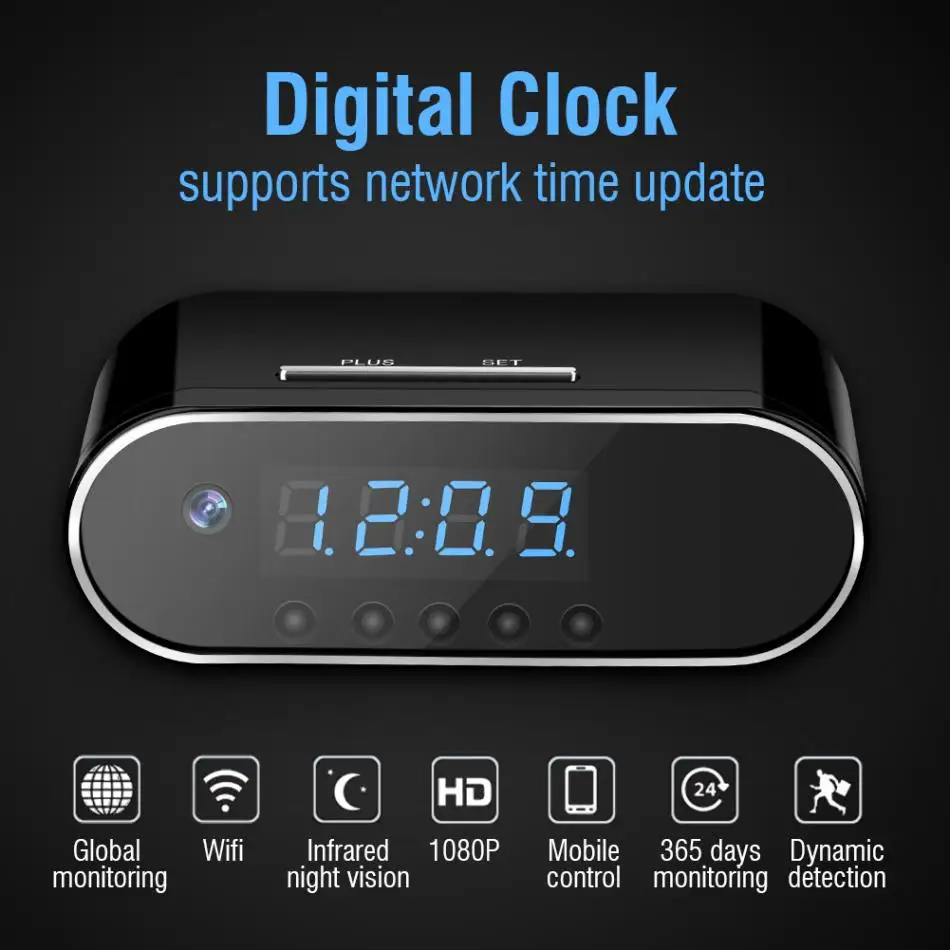 

Mini Camera Clock Alarm P2P Livecam IR Night Vision Wifi Cam IP 720 Mini DV DVR Camcorder Wifi Remote Control