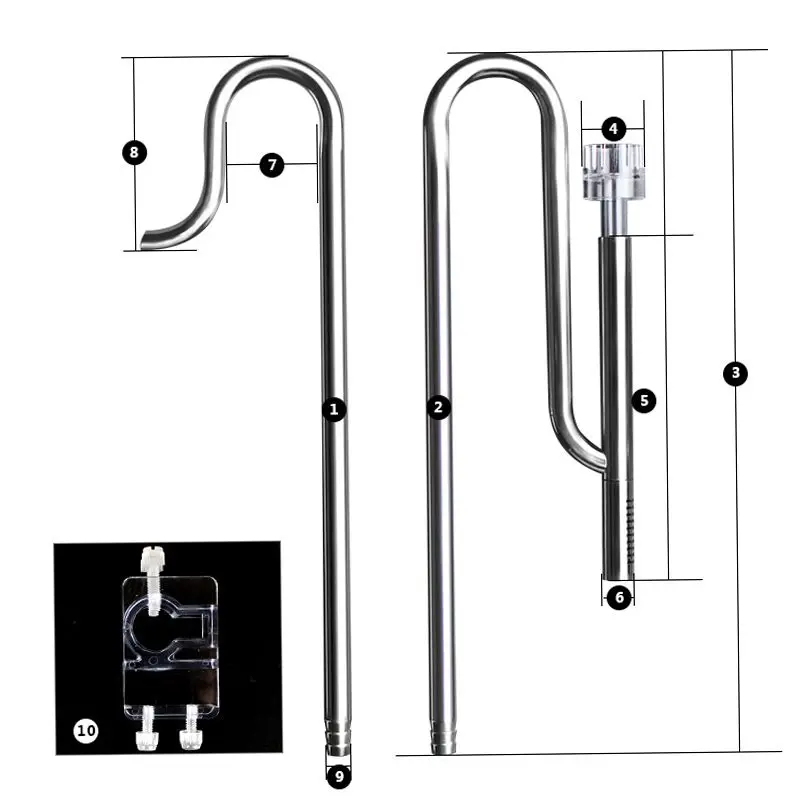 

Stainless Steel ADA Style Inflow Outflow Lily Water Pipe Surface Oil-film skimmer Aquarium Filter 12/16mm Tube Hose Canister Set
