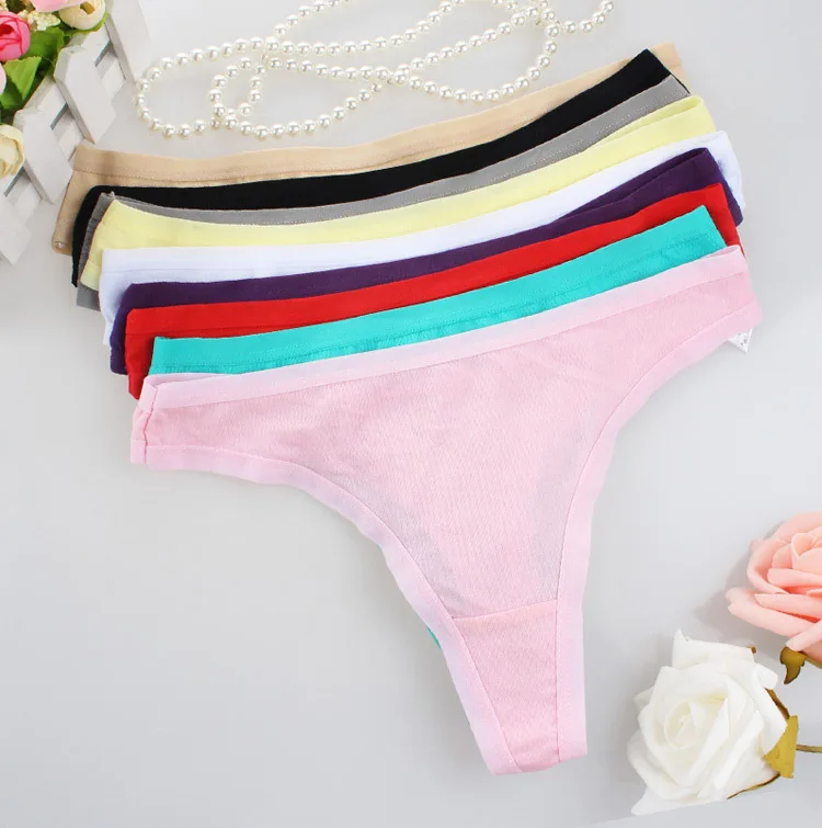 Plus Size Women Cotton Sexy G String Fashion Solid Panties Women's Thongs Briefs Low Waist Underwear