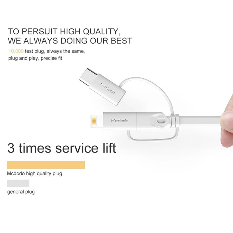 Mcdodo 3 в 1 Lightning-USB кабель для iPhone x xs 8 Micro USB кабель для быстрой зарядки usb type c для samsung Xiaomi зарядный кабель