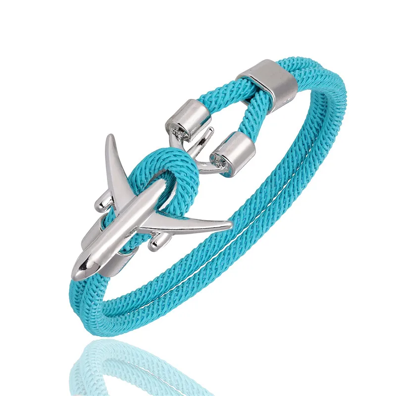 Bracelet jewelry MKENDN Airport Fashion Men Women Airplane Anchor Bracelets Charm Rope Chain Paracord aviation life Jewelry Pulseras hombres