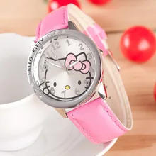Новые детские часы hello kitty для девочек, кварцевые детские часы с кожаным ремешком, детские часы для девочек с героями мультфильмов, Feminino Relojes Relogio