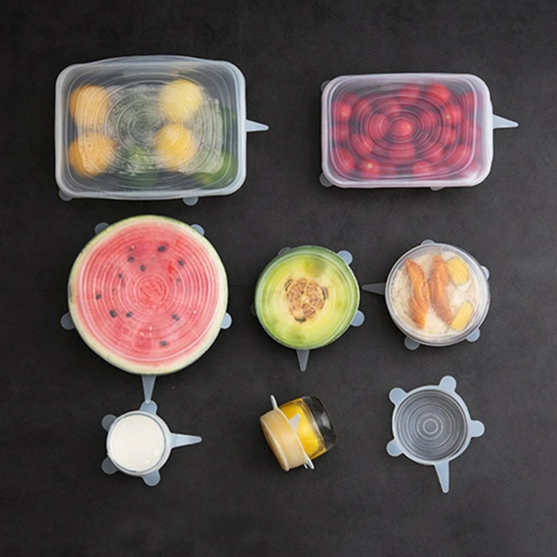 

2PCS Silicone Caps Suction Pan Lid Stretch Lids Vacuum Seal Suction Silicone Covers Food Wrap Bowl Pot Lid Kitchen Accessories