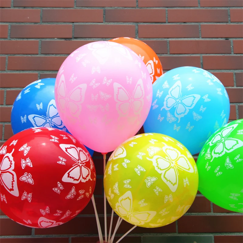 

10pcs/lot 12inch Printed Butterfly Latex Balloons Inflatable Wedding Decoration Air Balls Happy Birthday Party Balloons Supplies