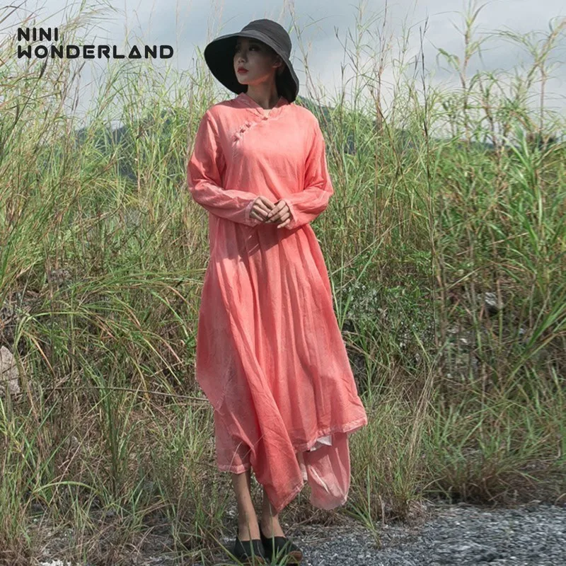 NINI WONDERLAND осеннее платье для женщин 2018 весеннее Хлопковое Платье асимметричное