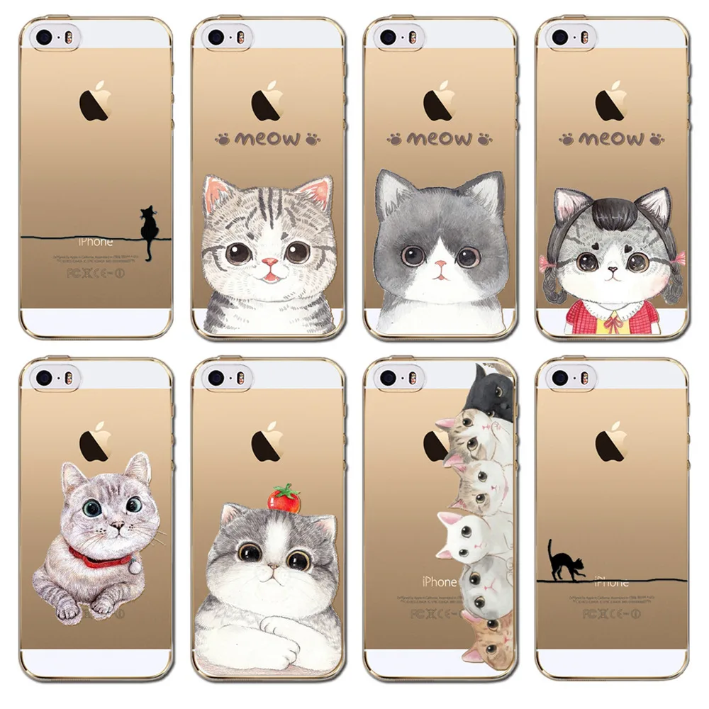 For iPhone 5 5S 5SE Coque Capa Phone Case Colorful Cat