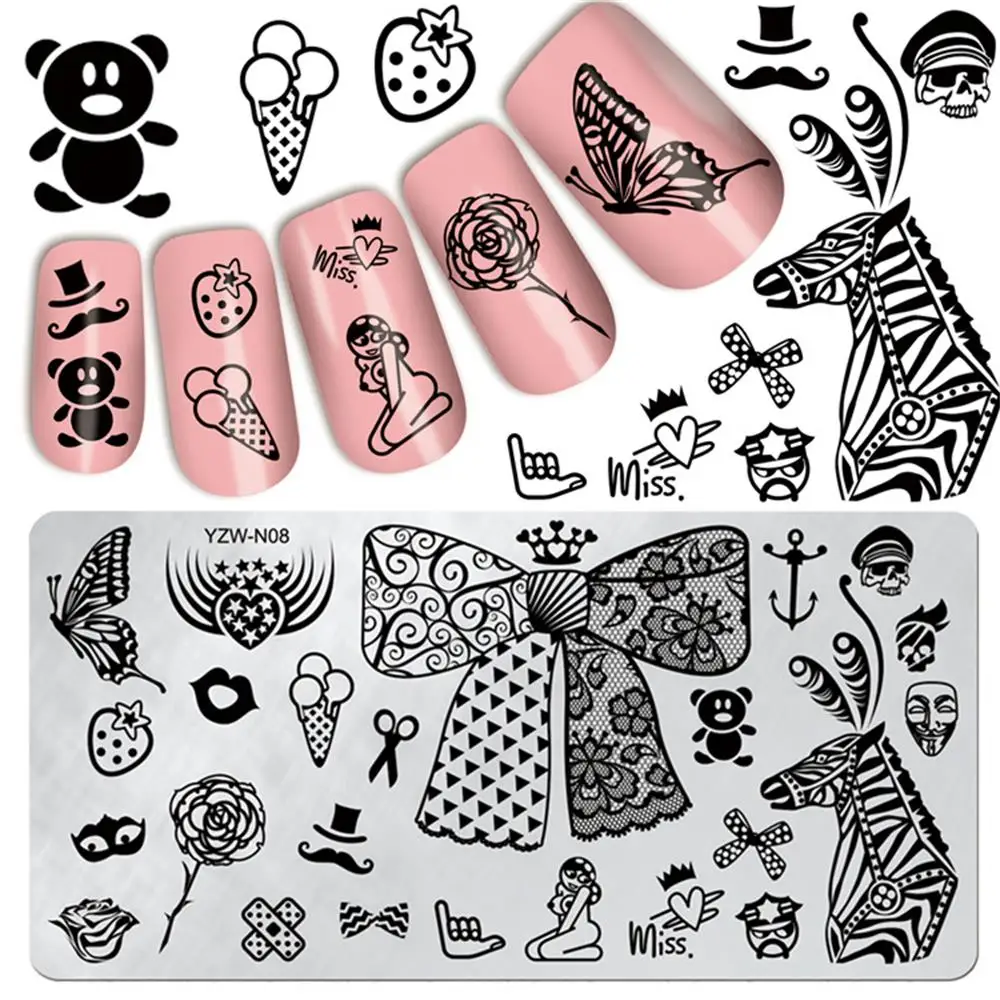 1Pc Fashion DIY Cute animal Butterfly Nail Art Template Image Stencil Stamping Plates Stainless