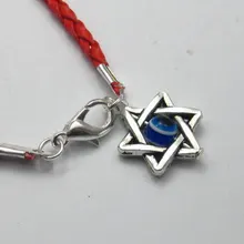 20 красная плетеная искусственная кожа Веревка "Звезда Давида" амулеты удача браслеты