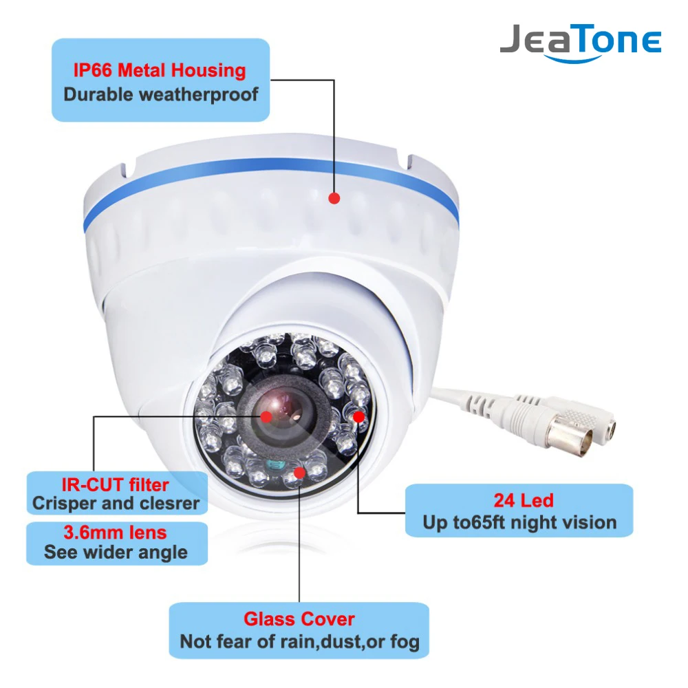 JeaTone 1200TVL купольная металлическая CCTV IR камера домашняя охранная система