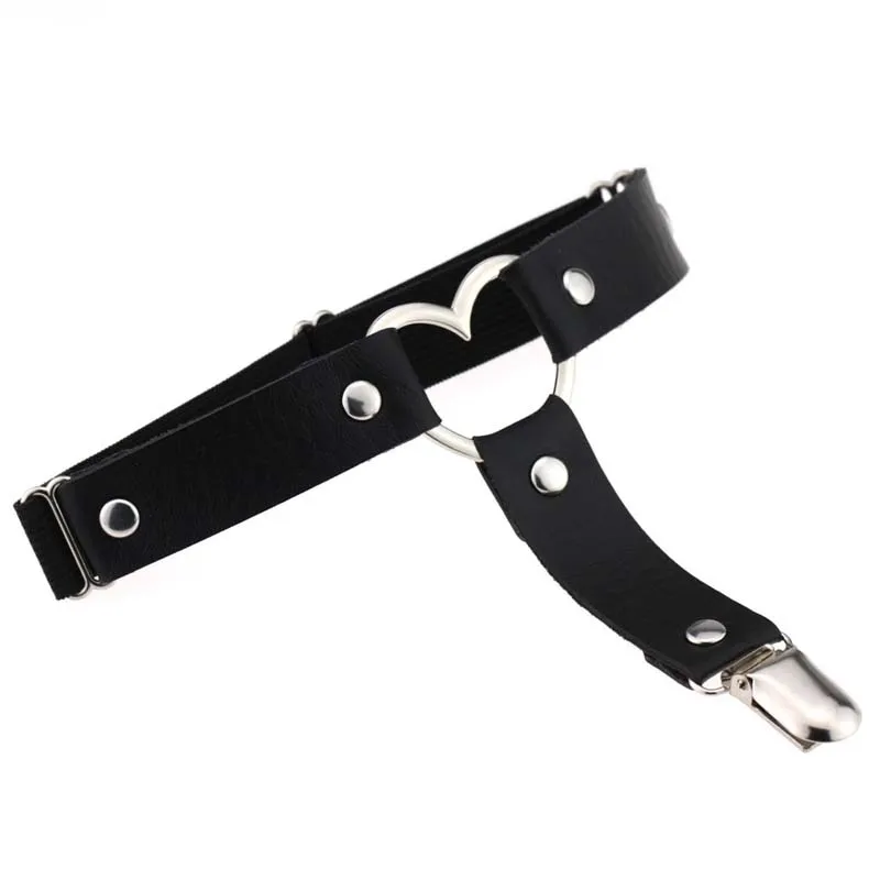 

1Piece Women Nice Sexy Punk Gothic Heart PU Leather Elastic Garter Belt Leg Thigh Ring Clothing Accessory 2019 Hot Sale