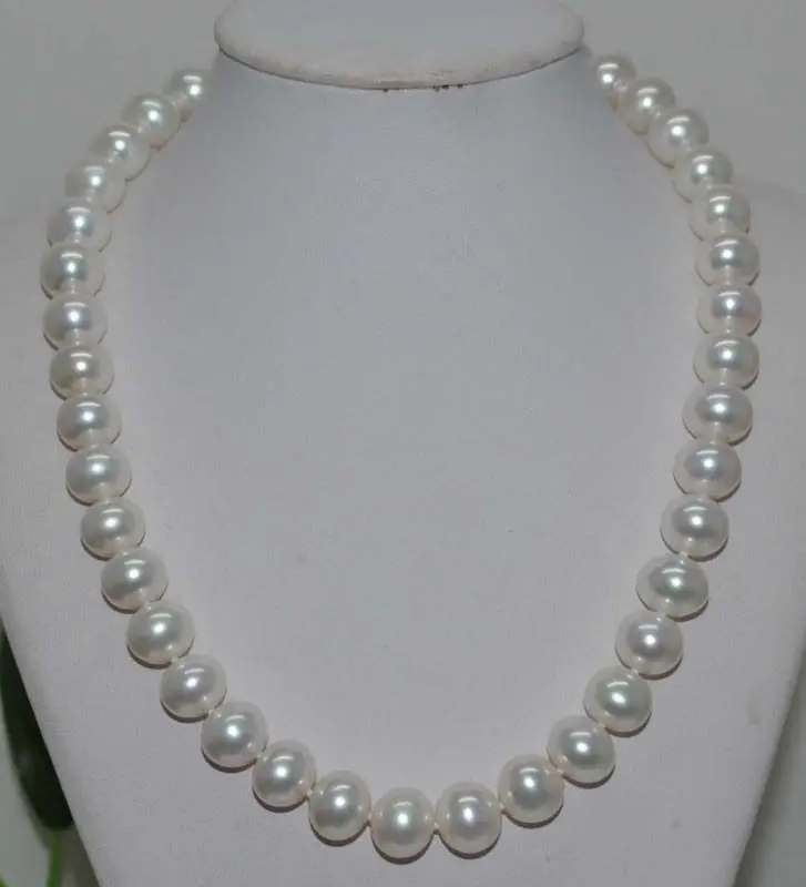 

Free Shipping >>Outstanding luster Natural Rare white 11-12mm near round Pearl Necklace J8765