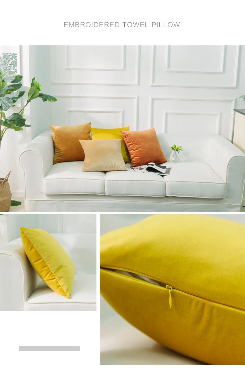 Luxury Fashion Velvet Cushion Cover Pillow Cover Pillowcase Green Yellow Pink Blue Purple Gray Home Decorative Sofa Throw Pillow