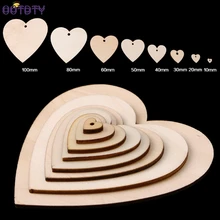 20 мм-100 мм деревянные формы сердца пустые ремесленные украшения с отверстием декупажная бирка Декор
