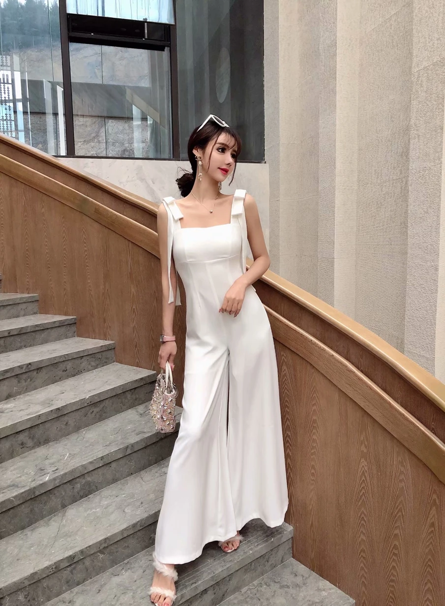 Новый 2019 хан издание приталенное белое комбинезоны haute couture летние модные