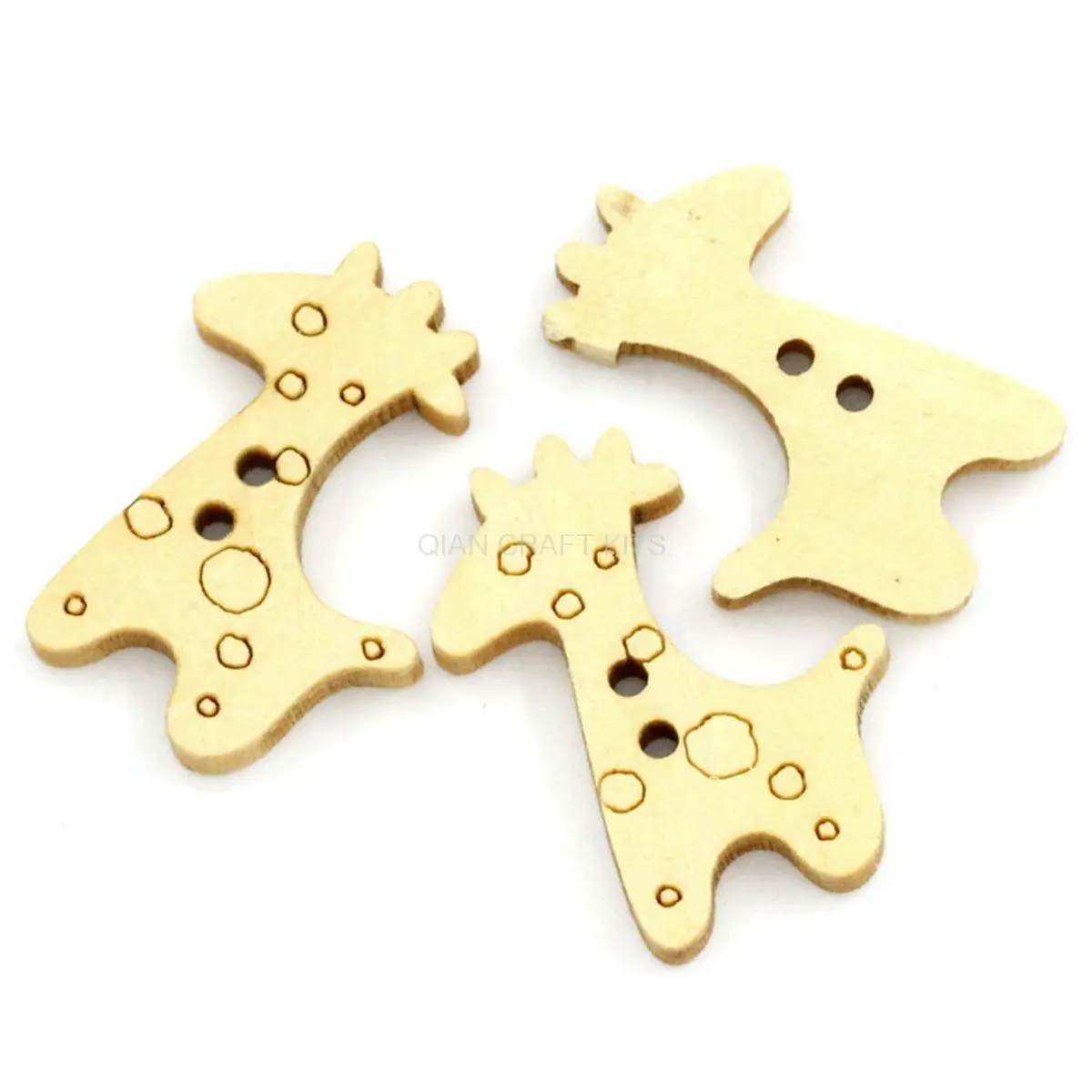 

400pcs Giraffe Natural color sewing on children Wooden Buttons cabochons 25mm Wood scrapbooking 2 Holes Giraffe Natural 1"x 6/8"