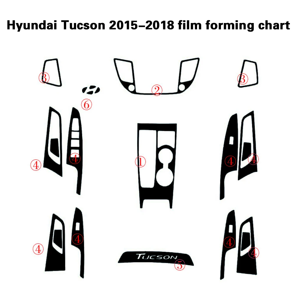 Для hyundai Tucson- внутренняя Центральная панель управления дверная ручка 5D наклейки из углеродного волокна наклейки аксессуары для стайлинга автомобилей