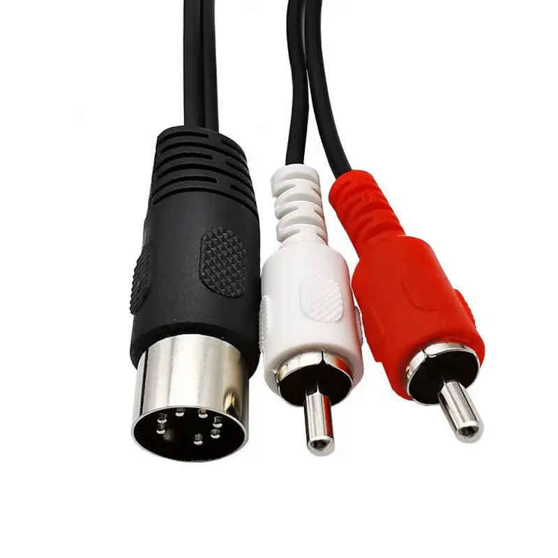 

7-Pin DIN Male MIDI Cable to 2 Dual RCA Male Plug Audio Cable