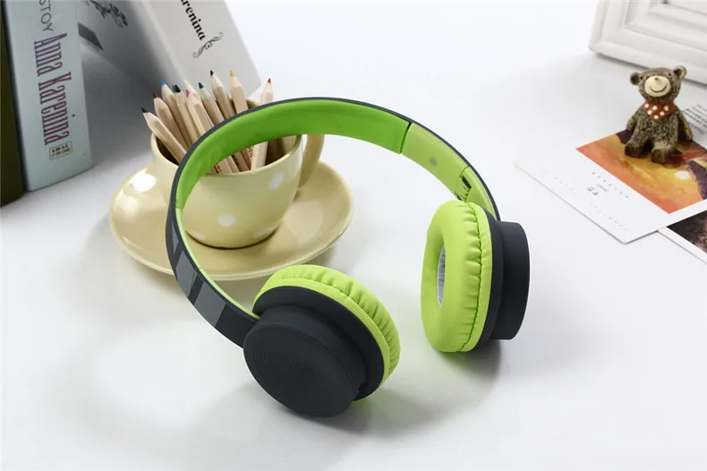 3,5 мм Проводная стерео повязка на голову Hi-Fi наушники аудио шлем Mp3 плеер ноутбук Музыкальная гарнитура складные наушники для больших девочек - Цвет: black green