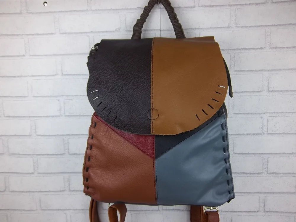 

free shipping women real leather backpack hand made cowhide backpack